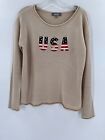 Marled Reunited Clothing USA Embroidered Sweater Size Medium Raw Hem EUC