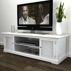 Shabby Chic TV Stand White Vintage Furniture 2 Door Cabinet Sideboard Shelf Unit - Picture 1 of 7