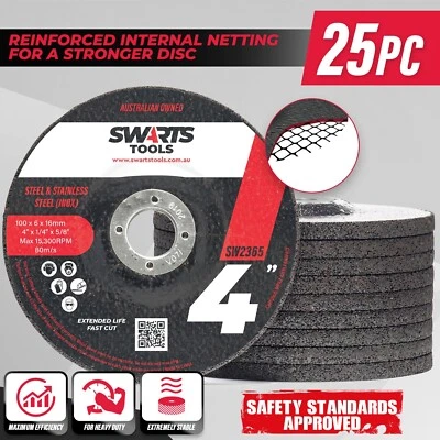 25pc 4" 100mm Swarts Tools Angle Grinder Wheel Grinding Disc for Stainless Steel