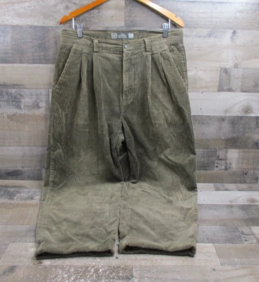 Vintage Gap Pants Mens 34x26 Green 90s Pleated Front Relaxed Fit Corduroy Baggy - Image 1 of 4