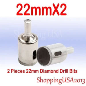 2 X 22mm Diamond Drill Bit Set Chucks Hole Saw Cutter Tool Glass Granite Tile - Picture 1 of 5
