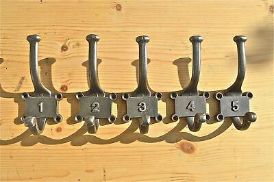 Set Of 5 Numbered Antique Style School Coathooks Hanging Hook Wh32 • 29.62£
