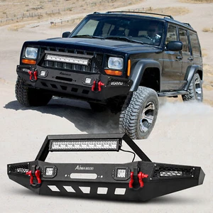 For 1984-2001 Jeep Cherokee XJ New Front Bumper W/Winch Plate LED Lights D-rings - Picture 1 of 8