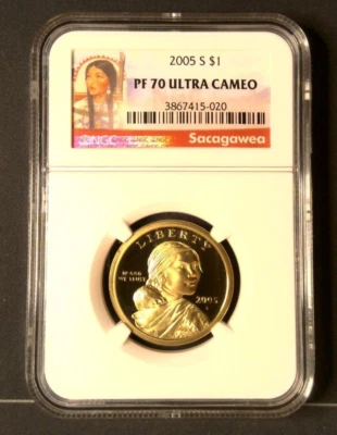 2005-S Proof Sacagawea Dollar - NGC PF 70 Ultra Cameo - Sacagawea label - Image 1 of 4