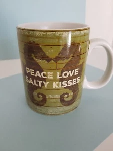 Pottery By Kathy Coffee Cup Mug Seahorses Peace Love Salty Kisses L❤VE mug Green - Picture 1 of 8