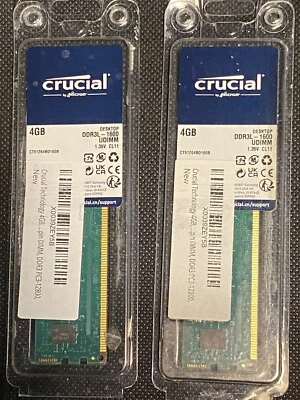 Crucial DDR3 1600MHz 8GB (2x 4GB) PC3-12800 Desktop DIMM 240pin Memory RAM 1.35V - Image 1 of 2
