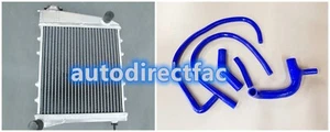 ALUMINUM RADIATOR&BLUE SILICONE HOSE for AUSTIN/ROVER MINI 850/1000/1100 1959-90 - Picture 1 of 7