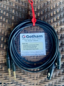 Gotham GAC-4/1 XLRF-TRS Interconnect Cable Assembly- 6 foot PAIR - Picture 1 of 2