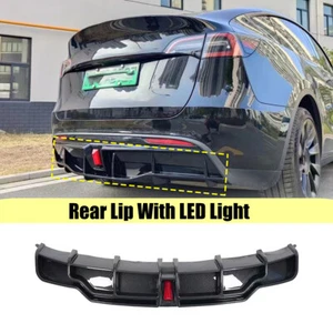 Labio de parachoques trasero con luz LED aspecto negro brillante para Tesla Model 3 2024 2025 - Imagen 1 de 5