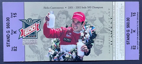 2003 Indy 500 Full Ticket Indianapolis Motor Speedway Helio Castroneves Racing Cover
