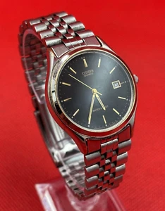 Citizen 5510 -079400M men`s vintage quartz watch stainless steel black dial 38mm - Picture 1 of 13