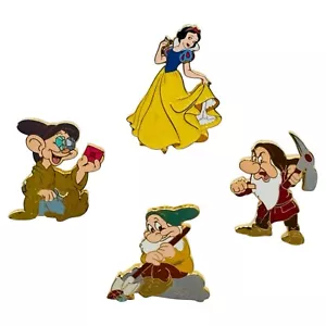 Disney Snow White & Seven Dwarfs Grumpy Dopey & Bashful Pin Set Of 4 2002 VTG - Picture 1 of 13