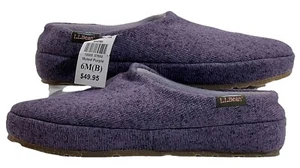 LL Bean Womens Purple Knit Slip On Round Toe Sweater Fleece Slippers Size 7 M - Picture 1 of 10