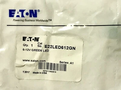 CUTLER-HAMMER EATON CUTLER HAMMER E22LED612GN 6-12V Green LED E22 E34 10250T Pilot Light Bulb