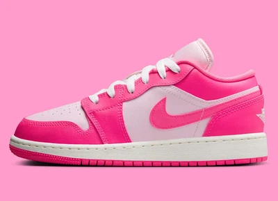 Nike Air Jordan 1 Low Valentines Day Pink White 553560-661 GS Womens Shoes New - Image 1 of 4