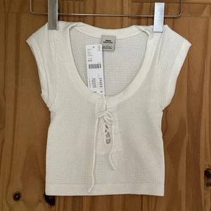 Urban Outfitters Knockout Lace Up Top Women’s Size XS/S UK 6-8 Stretches White - Picture 1 of 8