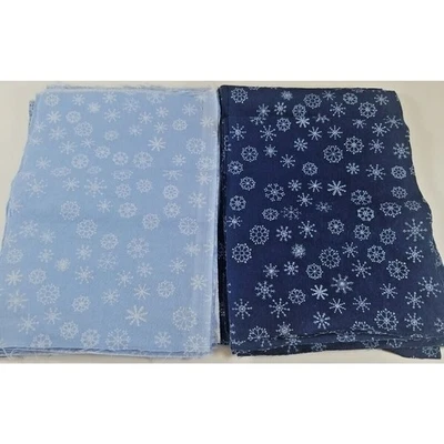 Snowfake Fabric Scraps Quilting, Crafts, Sewing Cotton 9" x 6" Lot of 25 Blues - Image 1 of 4
