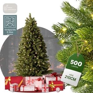 [B-KT] Künstlicher Weihnachtsbaum 2,1m Christbaum Tannenbaum Beleuchtung 210cm - Bild 1 von 5