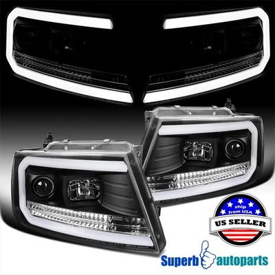 Fit 2004-2008 Ford F150 Lincoln Mark LT Black Projector Headlights LED Bar 06-08 Foto 1 de 4