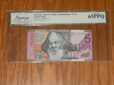 Australia 2001 $5 Banknote Commemorative Issue R219 LEGACY Gem New Unc 65 PPQ - Image 1 of 4
