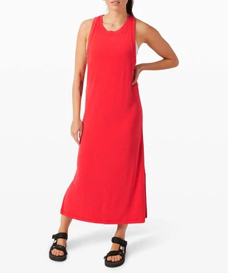 Lululemon Womens 12 Carnation Red Ease of It All Midi Maxi Tank Dress - Image 1 of 4