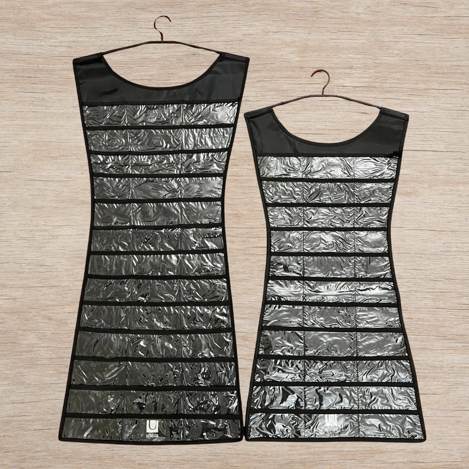 Lote de 2 Organizadores de Joyería Colgantes Negro Vestido Hogar Armario Organización Foto 1 de 4