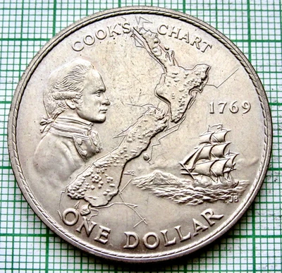 NEW ZEALAND 1969 DOLLAR, Lt. James Cook's Voyage 200th ANNIVERSARY, UNC - Image 1 of 4