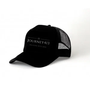 NUEVO - JOURNEY413 GORRA DE CAMIONERO DE BÉISBOL AJUSTABLE A PRESIÓN TRASERA - NEGRO - Imagen 1 de 5