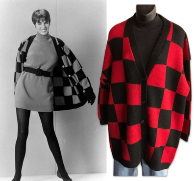 Cárdigan a Cuadros Vintage Perry Ellis Portfolio Marc Jacobs Otoño 1991 Negro Rojo L Foto 1 de 4