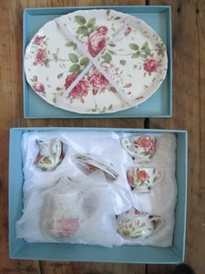 Mini juego de té infantil b+B Burton + Burton floral oro rosa adorno porcelana LEER - Imagen 1 de 18