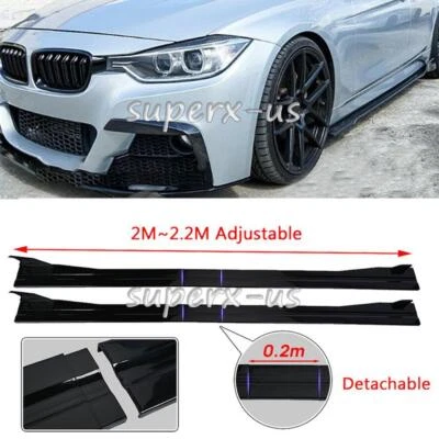 For BMW 525i 530i 535i 540i Gloss Car Side Skirt Extension Spoiler Splitter Lip - Image 1 of 4