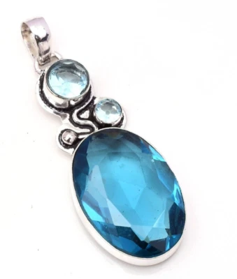 Ciondolo gioiello fatto a mano in argento sterling 925 con pietra preziosa to... - Immagine 1 di 4