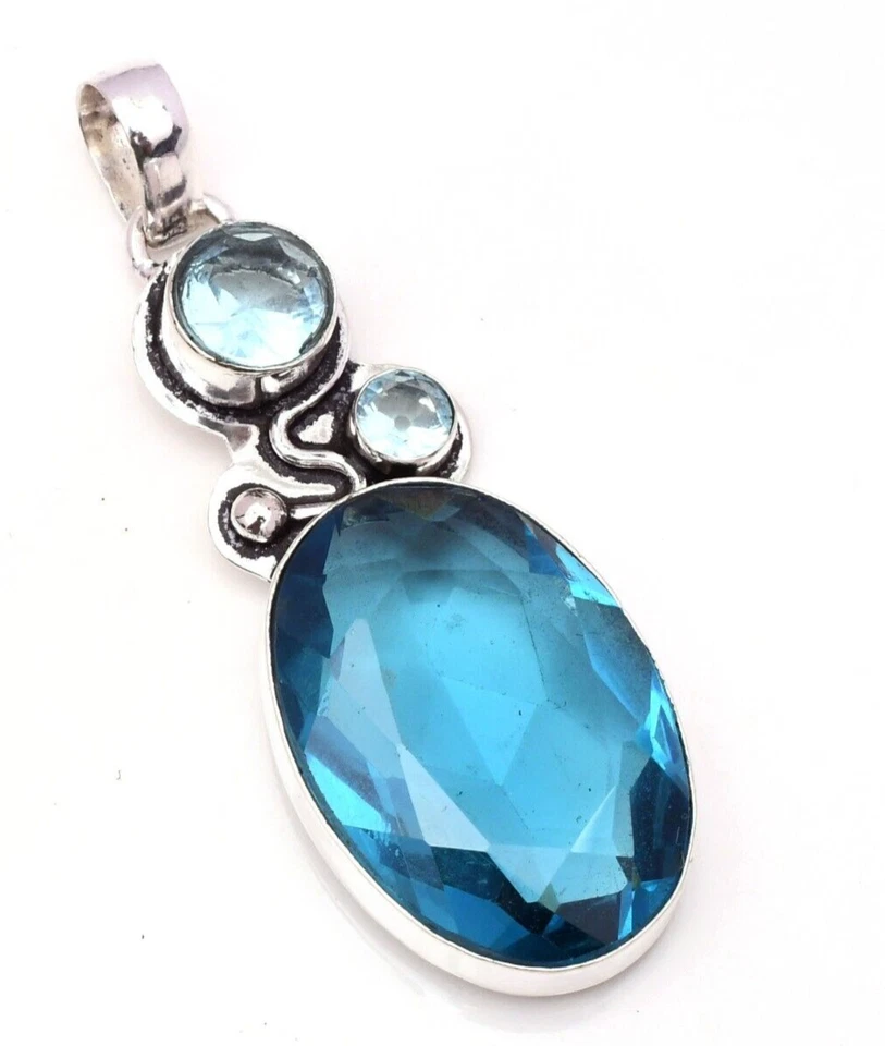 Ciondolo gioiello fatto a mano in argento sterling 925 con pietra preziosa to... - Immagine 1 di 4