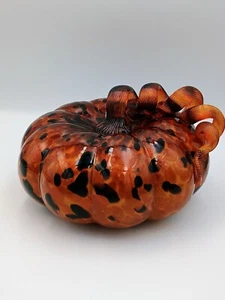 Cristal Soplado Calabaza Naranja Leopardo Estampado Halloween Acción de Gracias Otoño... - Imagen 1 de 6