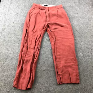 J Crew Pants Womens 4 Pink Salmon Straight Chino Classic Casual Pleated Linen - Picture 1 of 7