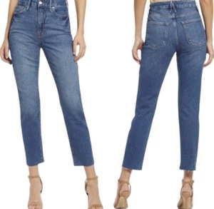 Good American Style GCRH086TFT Good Crop Raw Hem Slim Blue Size 25 - Picture 1 of 11