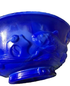 Fenton Marbled Periwinkle Blue Atlantis Glas Fischschale 9" 1990er Koi Karpfen - Bild 1 von 18