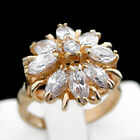 14K GOLD EP 2.11ctw Simulated DIAMOND CLUSTER FASHION COCKTAIL BRIDAL DRESS Ring