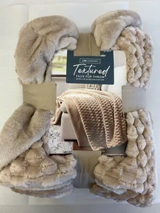 Piel sintética Throw Life Comfort Beige Tostado 60" X 70" Suave Acogedor Texturizado Nuevo - Imagen 1 de 4