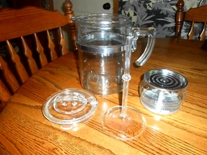 V. Nice Pyrex 7829.B Clear Glass Stovetop Coffee Pot Percolator 9-Cup Flameware - Picture 1 of 11