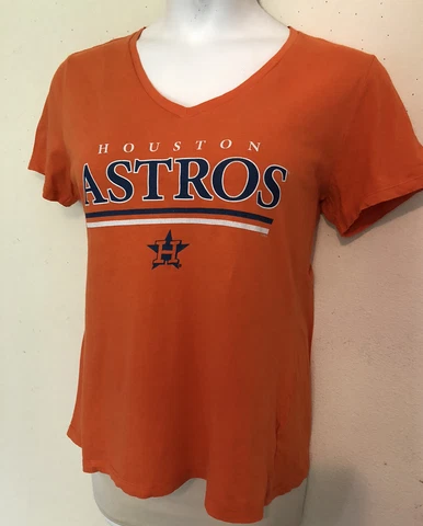 MLB Houston Astros Women’s T-Shirt Size Large Orange V-Neck Cover