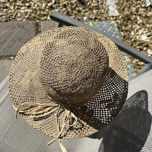 Vintage Joseph Magnin Natural Straw Resort Sun Hat Italy Made Women’s 20” Size S - Picture 1 of 12