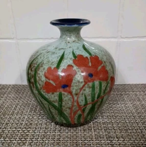Vintage Pier 1 Keramik Blumenvase Mohnblumen Blume 7" Pottery - Bild 1 von 12