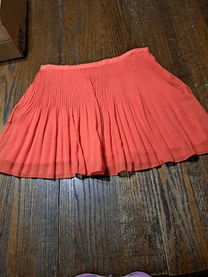Jr Women's Size 13 Heart Crush Orange Accordion Pleated Lined Mini Micro Skirt - Image 1 of 3