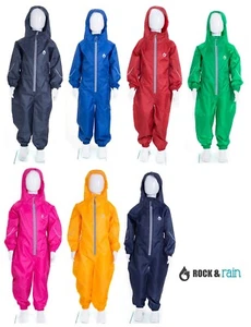 Rock & Rain Suit Kids Puddle Boys Girls All in One Overalls Children Waterproof - Picture 1 of 30