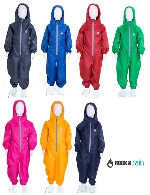 Rock & Rain Suit Kids Puddle Boys Girls All in One Overalls Children Waterproof - Image 1 of 2
