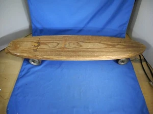 Vtg1960s Super Surfer Surfer  Board Wood Skateboard Skate Board 23"Metal Wheels - Picture 1 of 22