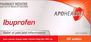 =>PRICE SMASH APOHEALTH IBUPROFEN 200 MG 96 TABLETS SAME AS NUROFEN - Picture 1 of 2