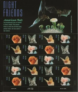 Night Friends American Bats Sheet Sheet of Twenty 37 Cent Postage Stamps 3661-64 - Picture 1 of 1