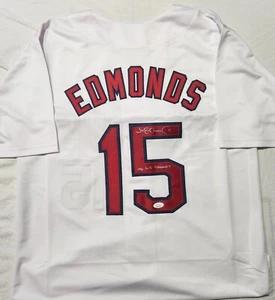 Camiseta personalizada firmada por Jim Edmonds autografiada certificada talla XL Cardinals Insc - Imagen 1 de 2